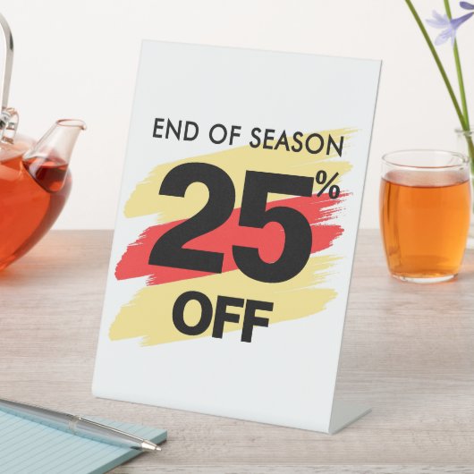 シーズンセール終了サイン、25%オフTabletop 台座サイン (インサイチュ)