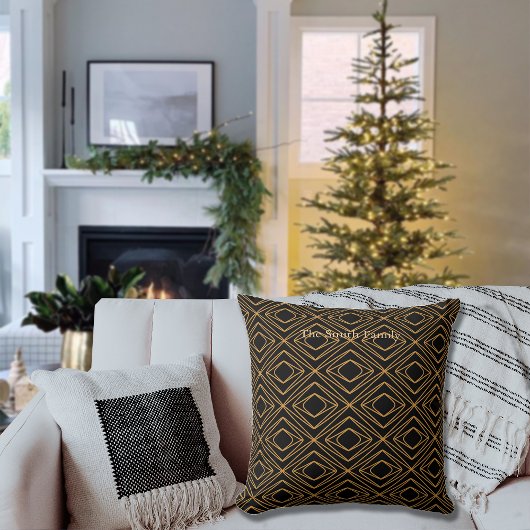 シーズンディアマンテフェイク金ゴールドオンブラック クッション