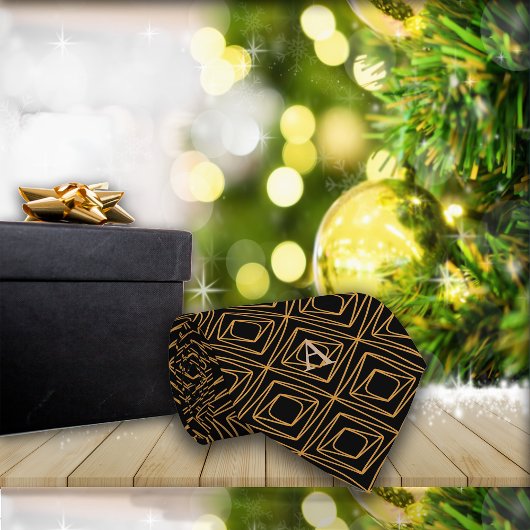 シーズンディアマンテフェイク金ゴールドオンブラック ネクタイ