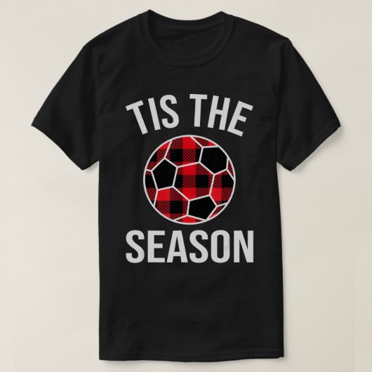 シーズンバッファロープレイドサッカーボールクリスマス Tシャツ (デザイン正面)