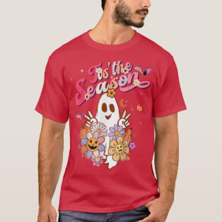 シーズンパンプキンブー60s 70sヒッパイハロウィー tシャツ