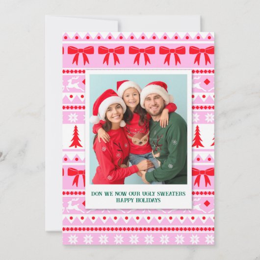 シーズンファミリーフォトの醜いセーター シーズンカード (裏面)