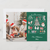 シーズンフォトレトログリーンクリスマス シーズンカード (正面)