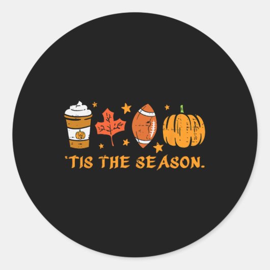 シーズンフットボール秋カボチャスパイスメンズウォム ラウンドシール (正面)