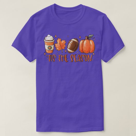 シーズンフットボール秋コーヒーカボチャ秋 Tシャツ (デザイン正面)