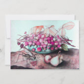 シーズンフルーツ/いちご，梨明るい赤紫色ピンク 案内状 (正面)