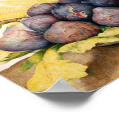 シーズンフルーツ/イチジクとグリーンのプレート葉付き ポスター (角)