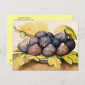 シーズンフルーツ/イチジクとグリーンのプレート葉付き ポストカード (正面/裏面)