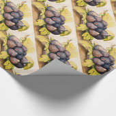 シーズンフルーツ/イチジクとグリーンのプレート葉付き ラッピングペーパー (角)