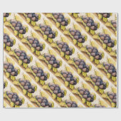 シーズンフルーツ/イチジクとグリーンのプレート葉付き ラッピングペーパー (フラット)