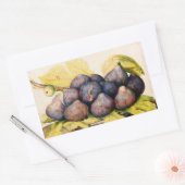 シーズンフルーツ/イチジクとグリーンのプレート葉付き 長方形シール (封筒)