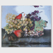 シーズンフルーツ/赤い白いブドウと梨 ラッピングペーパー (フラット)