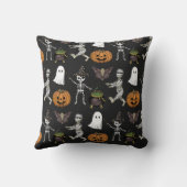 シーズンブラック不気味ハロウィーンパターン クッション (裏面)