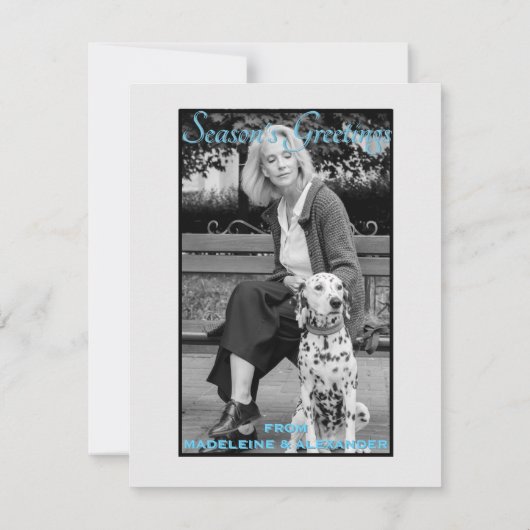 シーズンブルーグリッタークリスマスフォトカード (裏面)