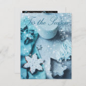 シーズンブルーグリッタークリスマスフォトカード (正面/裏面)