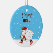 シーズンブルーツラムヒツジおもしろいョーククリスマス セラミックオーナメント (右)