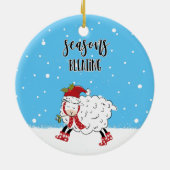 シーズンブルーツラムヒツジおもしろいョーククリスマス セラミックオーナメント (裏面)