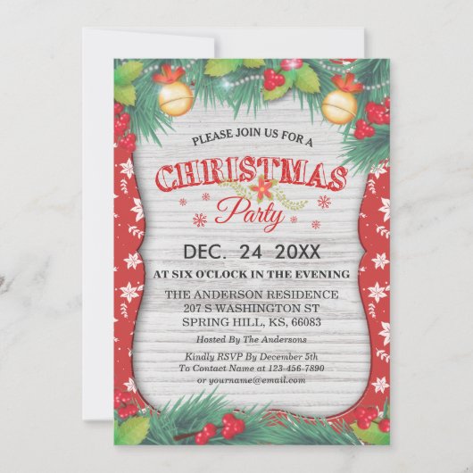 シーズンホリデーファミリー懇親会クリスマスパーティー 招待状 (正面)