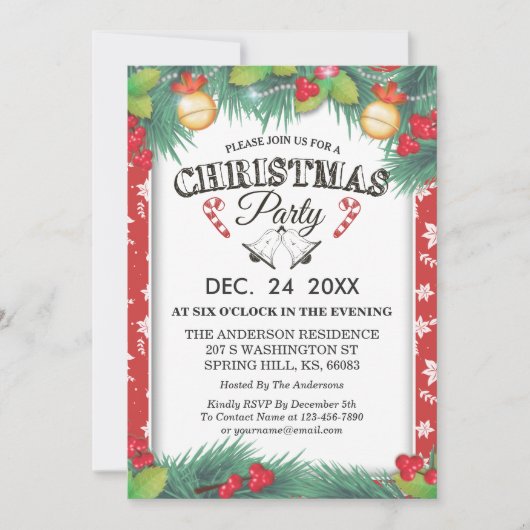 シーズンホリデーファミリー懇親会クリスマスパーティー 招待状 (正面)