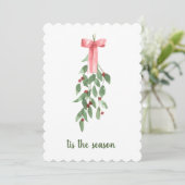 シーズンミスタルトウの水色クリスマス シーズンカード (スタンド正面)