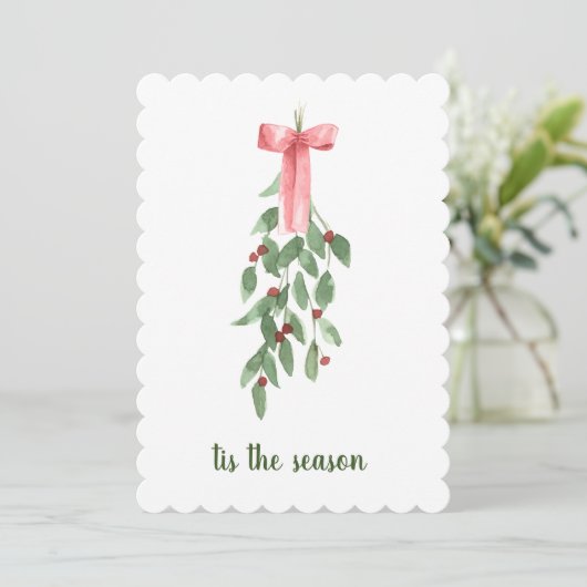 シーズンミスタルトウの水色クリスマス シーズンカード (スタンド正面)