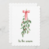 シーズンミスタルトウの水色クリスマス シーズンカード (正面/裏面)