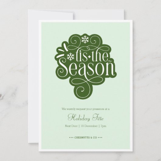 シーズンミントグリーンクリスマスパーティー 招待状 (正面)