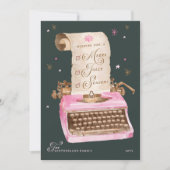 シーズンメリーヴィンテージピンクタイプライターのクリスマス シーズンカード (正面)