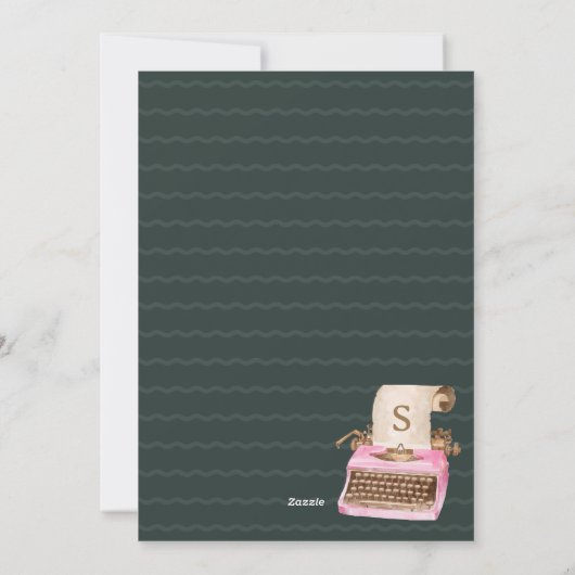 シーズンメリーヴィンテージピンクタイプライターのクリスマス シーズンカード (裏面)