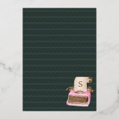 シーズンメリーヴィンテージピンクタイプライターのクリスマス 箔シーズンカード (裏面)