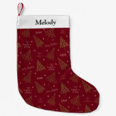 シーズンモダンズ挨拶の赤いクリスマスツリー スモールクリスマスストッキング (正面)
