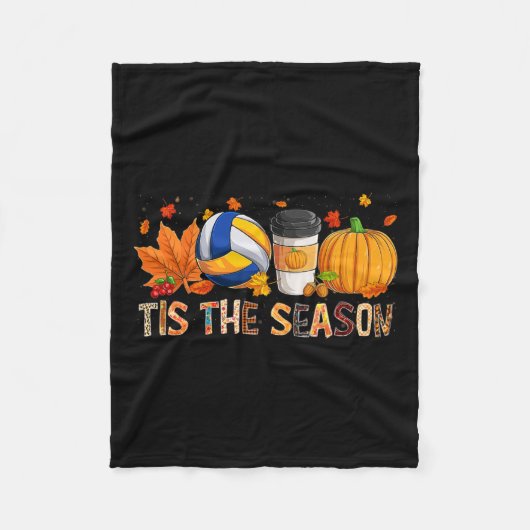 シーズンレオパンプキンバレーボールハロウィーン秋L フリースブランケット (正面)