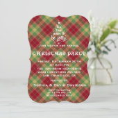 シーズンレッドプレイドクリスマスパーティー招待状 招待状 (スタンド正面)