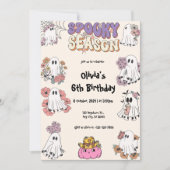 シーズン不気味キュート幽霊フローラハロウィーン誕生日 招待状 (正面)