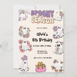 シーズン不気味キュート幽霊フローラハロウィーン誕生日 招待状