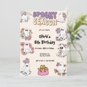 シーズン不気味キュート幽霊フローラハロウィーン誕生日 招待状 (スタンド正面)