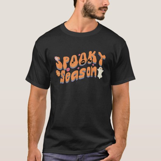 シーズン不気味ハロウィーンかわいい幽霊フラワーグルービーD Tシャツ (正面)
