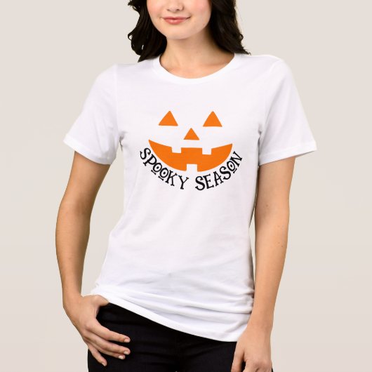 シーズン不気味ハロウィーンのカボチャのちょうちんハロウィーンTシャツ トライブレンドTシャツ (正面)