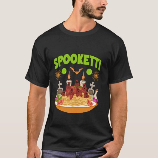 シーズン不気味ハロウィーンの衣装スパゲッティスポケット Tシャツ (正面)