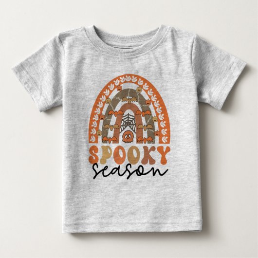 シーズン不気味ハロウィーンレインボー秋 ベビーTシャツ (正面)
