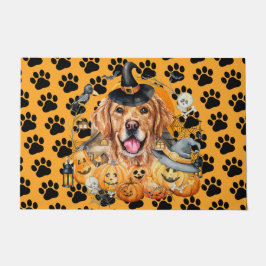 シーズン不気味パンプキンゴールデンレトリエバーハロウィーン ドアマット