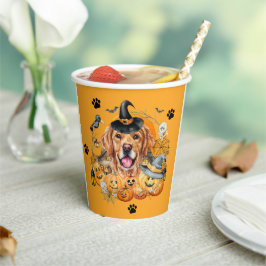 シーズン不気味パンプキンゴールデンレトリエバーハロウィーン 紙コップ