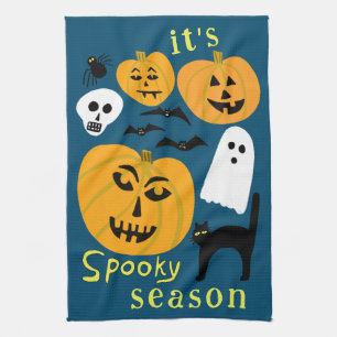 シーズン不気味パンプキンス幽霊こうもりハッピーハローウィン キッチンタオル