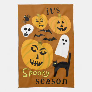 シーズン不気味パンプキンス幽霊こうもりハッピーハローウィン キッチンタオル