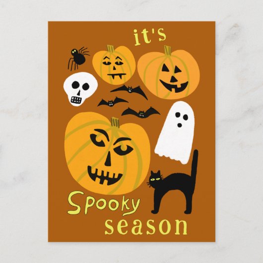 シーズン不気味パンプキンス幽霊こうもりハッピーハローウィン ポストカード (正面)