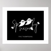 シーズン不気味ブラック&ホワイト幽霊ハロウィーン ポスター (正面)