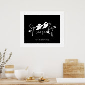 シーズン不気味ブラック&ホワイト幽霊ハロウィーン ポスター (キッチン)