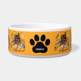 シーズン不気味ボクサーハロウィンパンプキンカスタム犬 ボウル