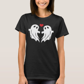 シーズン不気味ラブ幽霊カップルかわいいブーブハロウィーン Tシャツ