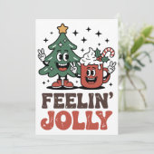 シーズン到来！クリスマスツリーとサンタハットのコーヒー 招待状 (スタンド正面)